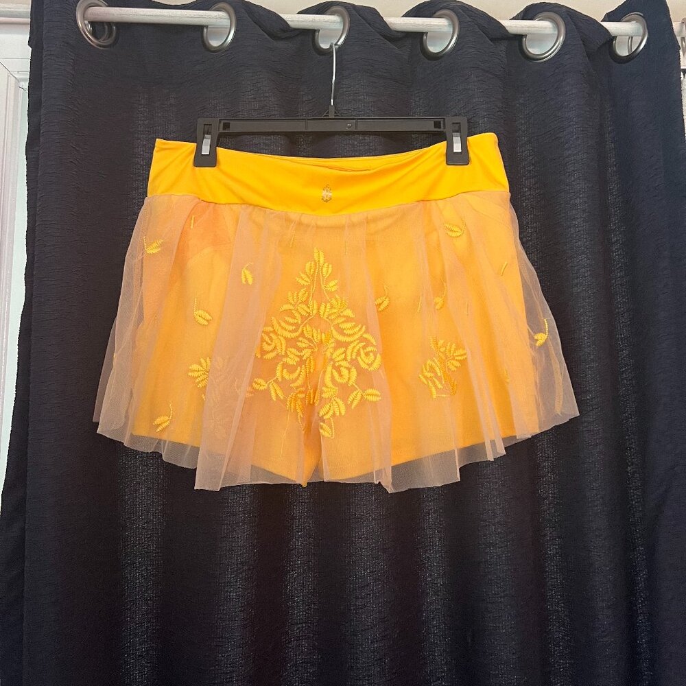 FP Movement by Free People Yellow Embroidered Mini Skirt